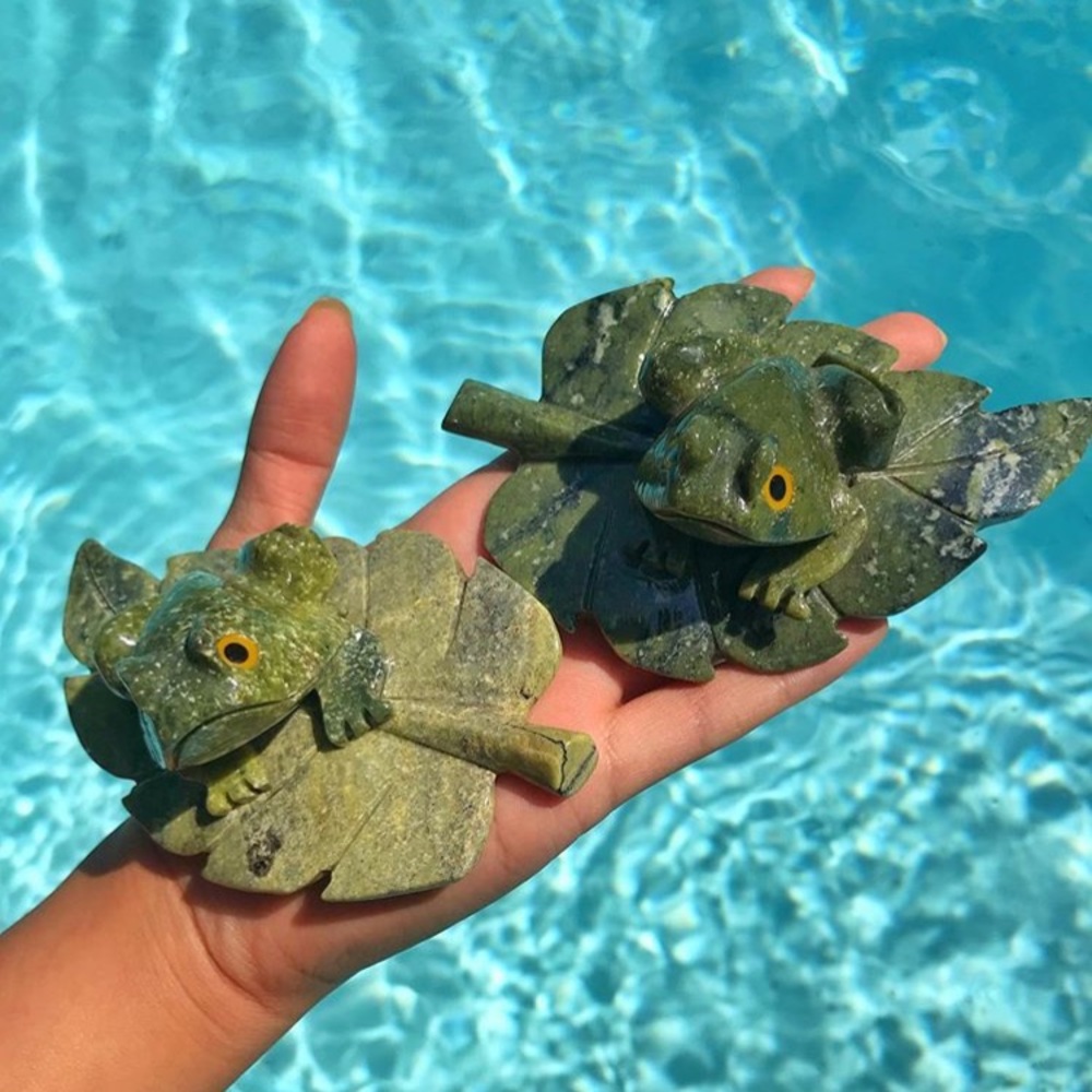 Hand-carved Serpentine Frogs